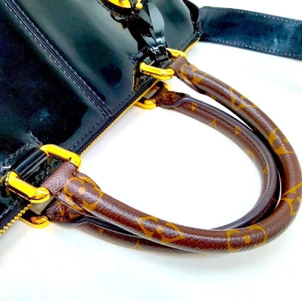 Louis Vuitton LV Handbag M54626 Miroir Black Patent LV Canvas Top Handle Tote - Picture 12 of 16